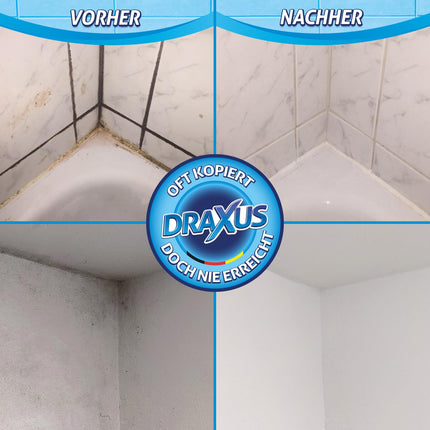 DRAXUS Professional Mold Remover with Innovative Adhesive Effect | Extra Strong Mold Spray for Walls, Bathrooms, Silicone Joints &amp; More | Removes Mold Highly Effectively (Active Chlorine) 500 ml