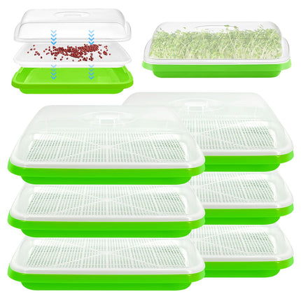 YODITI sprouting trays for sprouts cress cultivation trays: 6PCS Seed Sprouter Tray germination tray sprouts with lid for hydroponic large seed germination tray germination box for growing mung beans wheatgrass