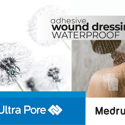 Medrull Waterproof Wound Plasters ULTRA PORE 15 x 9 cm 100% Waterproof Plaster Sterile, Transparent, Strong Hold - Protects against cuts and scratches - Ideal for showering, sports, bathing 25 pieces