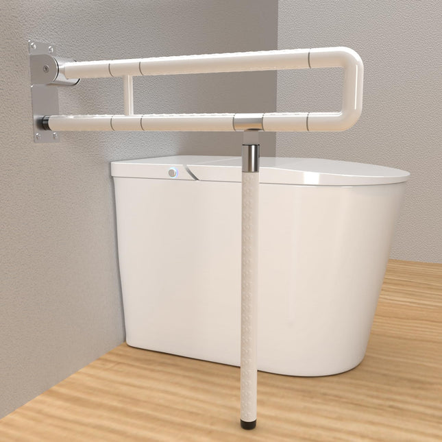 Vigevee wall support handle support aid WC grab bar 60CM toilet support folding handle non-slip for seniors foldable toilet stand-up aid wall mounting load up to 150 kg