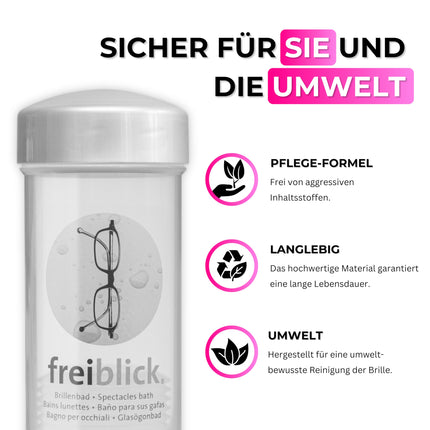 Freiblick eyeglass cleaning solution (grey) in a set with 50ml special cleaner and microfiber cloth | Eyeglass cleaning cloth in optician quality | Eyeglass cleaning for all types of glasses