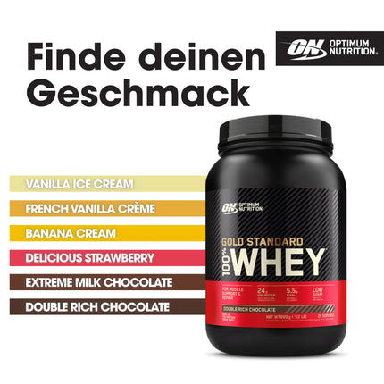Optimum Nutrition Gold Standard 100% Whey Protein Powder for Muscle Building and Recovery with Naturally Occurring Glutamine and BCAA Amino Acids, Double Rich Chocolate, 29 Servings, 899 g