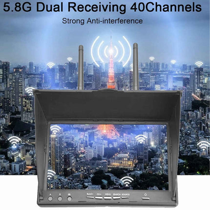FPV Monitor, 7-inch LCD Video Screen with 800 x 480 Resolution, 5.8GHz 40-Channel DVR Function, RC Drone Screen with Auto Search, 2000mAh FPV Receiver for Drone Quadcopter (EU)