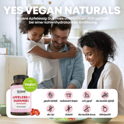Apple Cider Vinegar Gummies (60 pieces - Apple Flavor) Keto Gummies with 1000 mg Apple Cider Vinegar and Caffeine – German Brand Manufacturer