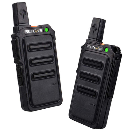 Retevis RT619 Walkie Talkie, PMR446 Rechargeable 2-Way Radio USB 1300mAh Battery, VOX License-Free, Mini Walkie Talkies Professional for Family, Camping (2 Pack, Black)