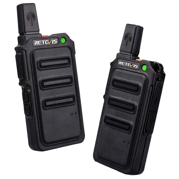Retevis RT619 Walkie Talkie, PMR446 Rechargeable 2-Way Radio USB 1300mAh Battery, VOX License-Free, Mini Walkie Talkies Professional for Family, Camping (2 Pack, Black)