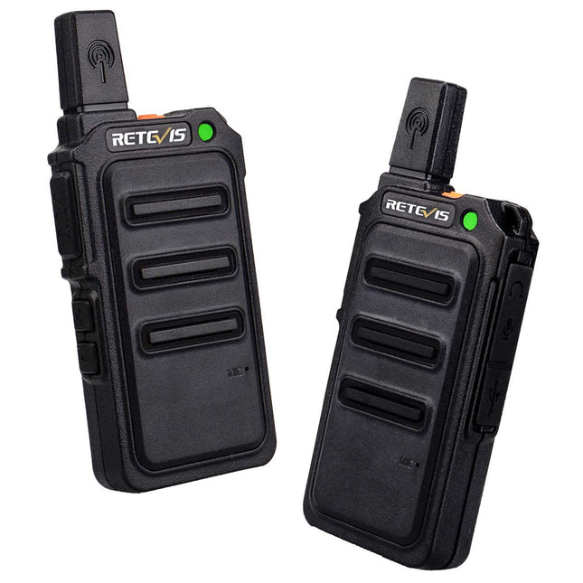Retevis RT619 Walkie Talkie, PMR446 Rechargeable 2-Way Radio USB 1300mAh Battery, VOX License-Free, Mini Walkie Talkies Professional for Family, Camping (2 Pack, Black)