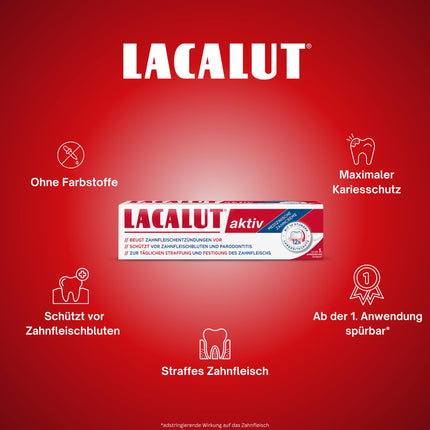 LACALUT ACTIVE TOOTHPASTE, 100ml Toothpaste, immediately noticeable tightening and strengthening of the gums, effective dental &amp; gum care, 1 x 100ml
