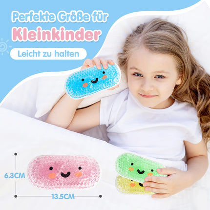 Hilph Children's Cooling Pads with Non-Toxic Gel, 13.5 x 6.3 cm Non-Toxic Small Ice Packs for Children with Fever, Bumps, Bruises, Toothache or Headache, Cold and Warm Compress - 4 Pack
