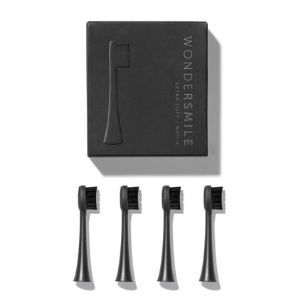 Wondersmile replacement brushes sonic toothbrush (Soft, Ultimate Black, 4-pack) - brush heads for Wondersmile sonic toothbrush