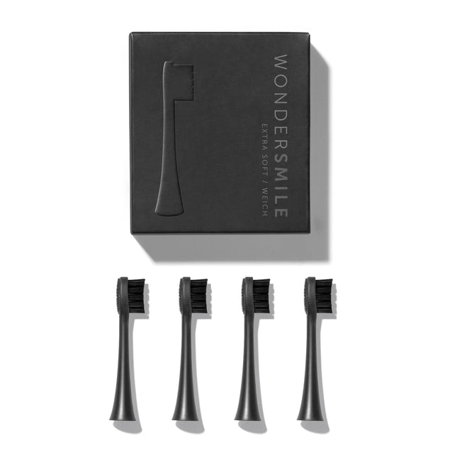 Wondersmile replacement brushes sonic toothbrush (Soft, Ultimate Black, 4-pack) - brush heads for Wondersmile sonic toothbrush