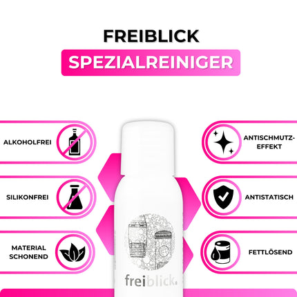 Freiblick eyeglass cleaning solution (grey) in a set with 50ml special cleaner and microfiber cloth | Eyeglass cleaning cloth in optician quality | Eyeglass cleaning for all types of glasses