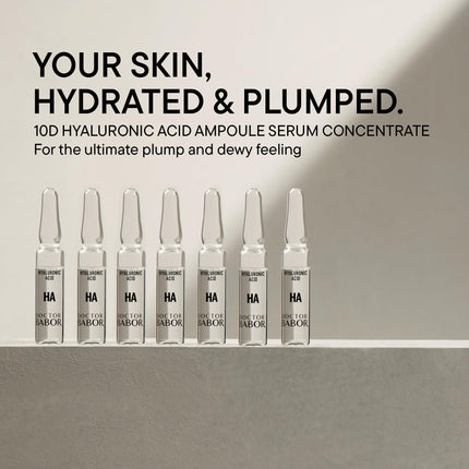 DOCTOR BABOR 10D Hyaluronic Acid Ampoule Serum Concentrate | Intensive moisturizing care with 10 types of hyaluronic acid for a radiant complexion | Serum for all skin types | vegan | 7 x 2 ml