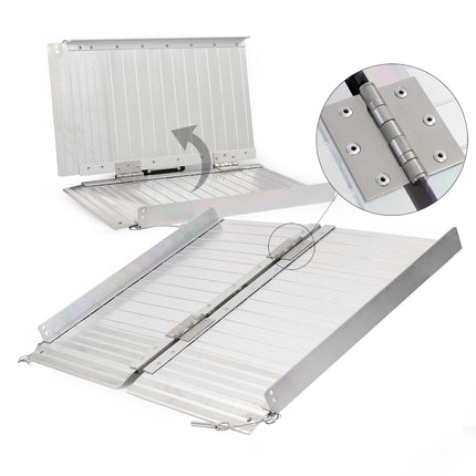 Wiltec wheelchair ramp foldable 92 cm 270 kg, mobile access ramp as wheelchair ramp, aluminum suitcase ramp, flat ramp foldable