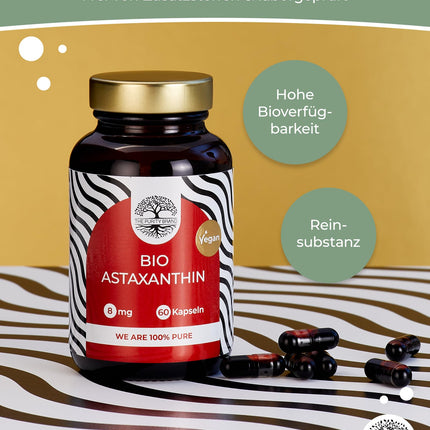 Organic Astaxanthin 60 Capsules - 2 Month Supply - High Dose 8mg - Pure Substance - Dietary Supplement - Vegan &amp; Laboratory Tested - The Purity Brand