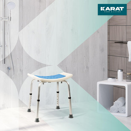 KARAT shower stool - height-adjustable shower chair 37.5-49.5 cm - load capacity up to 136 kg - non-slip &amp; stable shower seat - bathtub stool - anti-slip rubber feet (without cross braces)