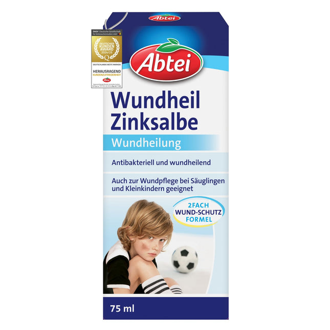 Abtei Wound Healing Zinc Ointment - Ointment with zinc for wound healing - antibacterial and anti-inflammatory - also suitable for babies and toddlers - 75 ml