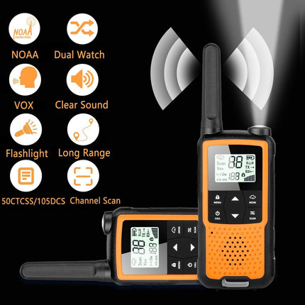 Walkie Talkies for Adults and Kids, Greaval PMR446 Rechargeable Walkie Talkie with Earpiece and USB Cable, 16 Channels, 2-Way Radio, License-Free Walkie Talkie (Orange, 4-Pack)