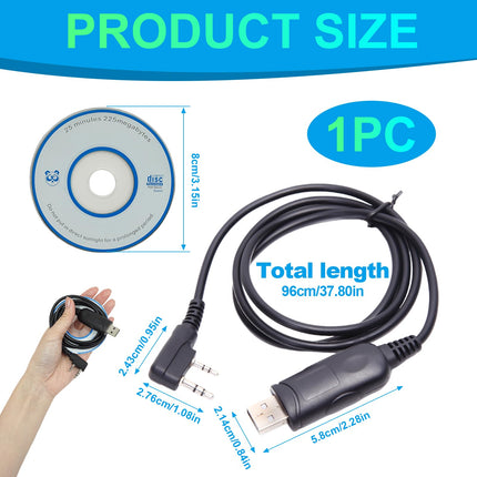Greacesrio USB Programming Cable for Walkie Talkie with CD Driver Compatible with Bao-feng GT-3, UV-82, BF-888S, UV3R, UV9R, UV-5R, UV-5R Plus and GT-3, 1 Pack