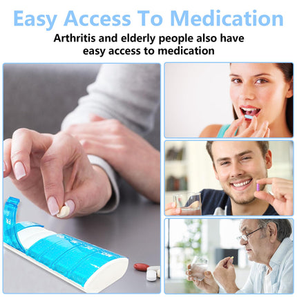 Pill box 7 days, reusable pill box small pill box large compartments handy and moisture-resistant medication dispenser for morning evening 7 compartments, 3 pieces storage box