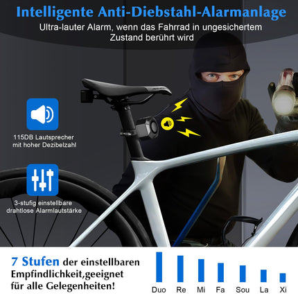 Bicycle Alarm System, 2 Pairs of Bicycle Alarm Systems with Remote Control, USB Rechargeable Bicycle Alarm, with Motion Sensor, Waterproof, for Scooter MTB Ebike E Scooter