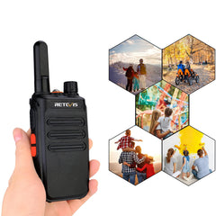 Retevis RB635 Two-Way Radio Professional, LED Flashlight PMR446, License-Free 16 Channels, Two-Way Radio Set, VOX, Rechargeable USB Walkie Talkie for Retail, Hostel (Black, 4 Pack)