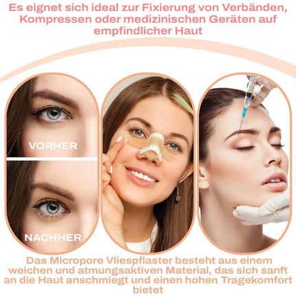 3M Micropore Tape Nonwoven Plaster Skin-Colored with Application Tips by P-Beauty - Medical Adhesive Tape Eyelash Extension, Skin Plaster Hypoallergenic, Breathable, Waterproof (1.25cm x 9.14m, 1 Roll)