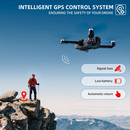T18S GPS Drone with 4K Camera for Adults, TEEROK 5G Transmission FPV Drone 500m RC Quadcopter with Automatic Return, Follow Me, Brushless Motor, Gesture Control, 2 Batteries