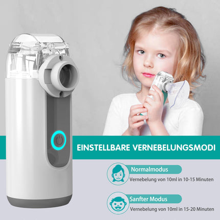 Inhaler for children, inhaler for adults and children, silent nebulizer, inhaler portable inhalers for respiratory diseases, inhaler with mouthpiece and 2 masks - gray