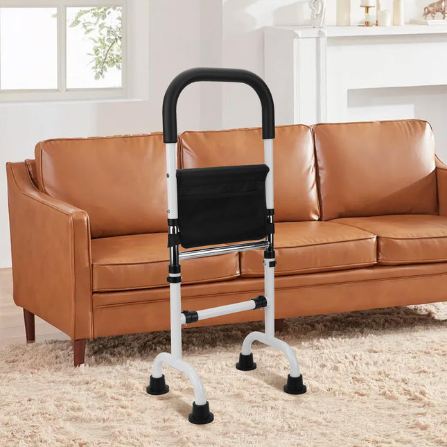 Standing aid for seniors, 6-level height-adjustable standing aid from the bed with non-slip feet, 300 lbs load-bearing carbon steel frame, standing aid for toilet &amp; chair