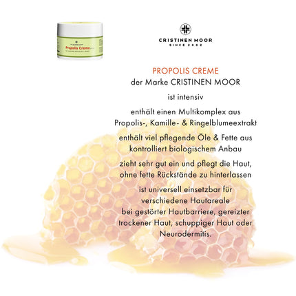CristinenMoor Propolis Cream highly concentrated | 300 ml | Intensive propolis extract and high proportions of organic shea butter, organic hemp seed oil, and olive oil | Skin care from head to toe