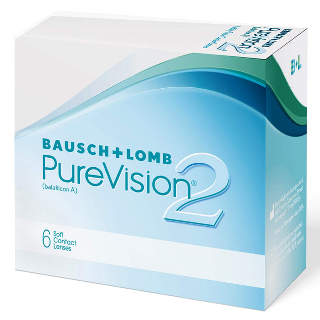 Bausch + Lomb PureVision 2 monthly lenses, very thin spherical contact lenses, soft, 6 pieces / BC 8.6 mm / DIA 14 / -2.50 diopters