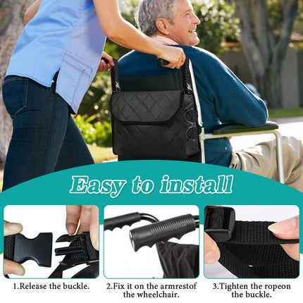WPPQWP Wheelchair Bag Rear, Wheelchair Accessories, Waterproof Bag for Rollator, Universal Rollator Bag, 39 x 29 x 15 cm (Black)