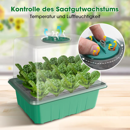 MQHUAYU Grow Box with Full Spectrum Light, 5 Pack / 60 Cells Intelligent Timer Indoor Greenhouse Grow Box with Humidity Dome, Seed Trays for Plant Cultivation
