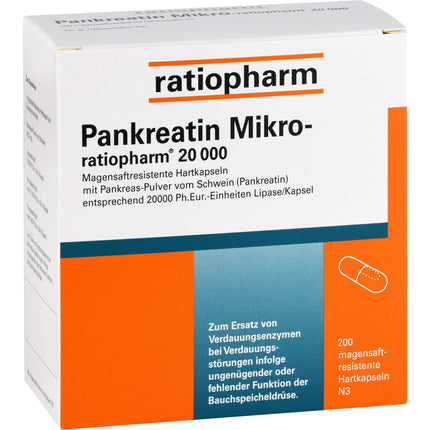 PANCREATIN Micro-ratio.20,000 gastric juice hard caps. 200 pieces
