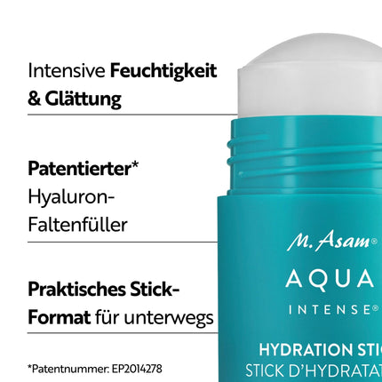 M. Asam AQUA INTENSE Hydration Stick (30 g) – Moisturizing stick for the face – cooling multi-balm stick with hyaluronic acid, serum against dryness &amp; for visibly firmer skin
