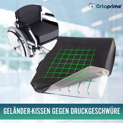 OrtoPrime Anti-Decubitus Foam Cushion with Channel System - Prevention and Treatment of Coccyx Pressure Ulcers - Postural Seat Cushion for Wheelchair, Office, Car, and Home - Orthopedic Cushion