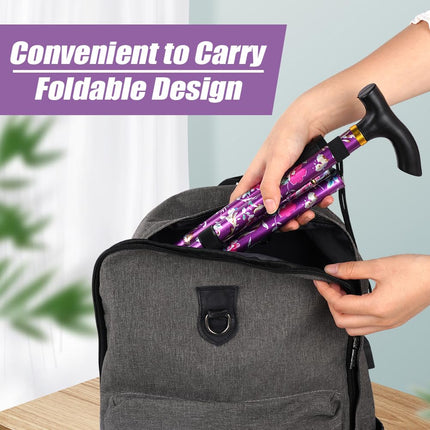 Flintronic Folding Walking Stick, All-Terrain Walking Stick, 5-Level Height Adjustable Walking Stick, Lightweight Portable Walking Stick for Men and Women, Unisex Walking Stick