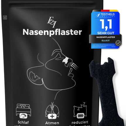 Ellicit® Nasal Strips Black, 30-Pack Premium Nasal Strips, Against Snoring, Extra Support for Sports &amp; Better Sleep Quality, Better Breathing with a Blocked Nose, Nasal Strips (Comfort)