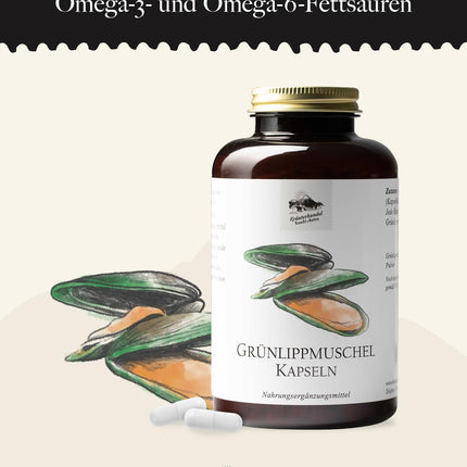 Green-lipped mussel capsules, 300 capsules for 3-5 months, dietary supplement with green-lipped mussel concentrate, 500 mg per capsule, premium quality