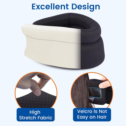 Willcom Neck Support for Neck Pain, Soft Cervical Collar for Sleeping, Vertebra Alignment and Stabilization, Relieves Pressure in the Spine (Black, Large, 35-42CM)