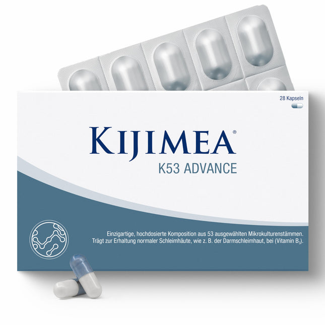 Kijimea® K53 Advance – High-Dose Intestinal Bacteria Capsules | 53 Selected Microculture Strains from the Intestinal Flora | with Biotin | &gt;500 Billion CFU per Pack | Lactose-Free | Gluten-Free - 28 Capsules