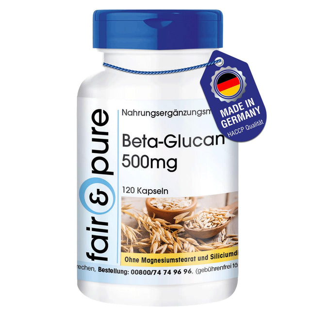 Fair &amp; Pure® - Beta-Glucan Capsules 500mg from Oats - 120 Capsules - vegan - natural - without magnesium stearate
