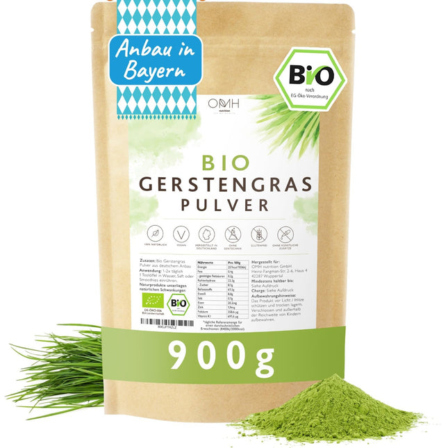 Organic barley grass powder 900g value pack from German cultivation Organic quality from Bavaria Barley grass powder vegan laboratory tested organic cultivation
