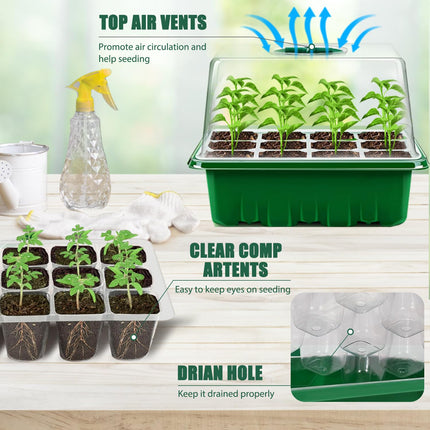 zociko indoor greenhouse growing box, 3 pieces germination trays, mini greenhouse growing set, growing shelves seedling starter trays greenhouse growing tray with lid ventilation for seedling plant