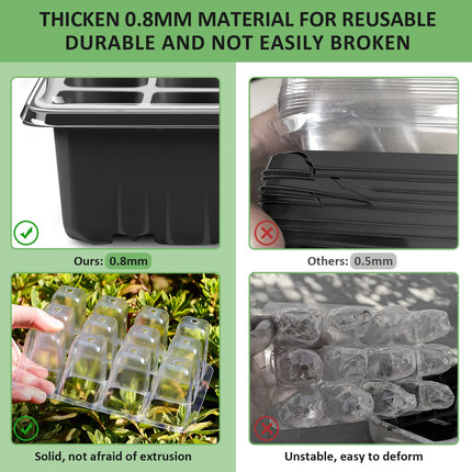 YAUNGEL Indoor Greenhouse Propagator, 10 Pack 120 Cell Mini Greenhouse Propagation Set with Raised Lid, Seedling Starter Trays, Greenhouse Propagation Tray with Lid for Plants, Black