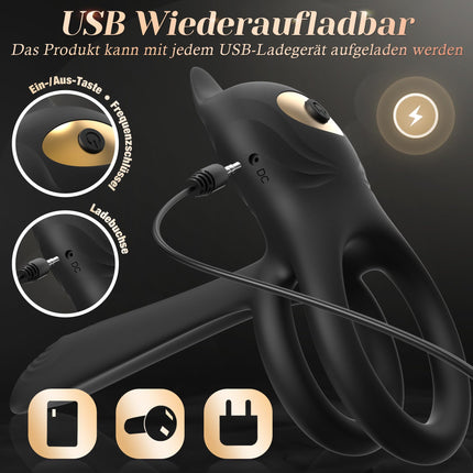 Penis ring sex toy for couples extreme sex, penis ring erotic sex toy for men, cock ring erotic sex toy for clitoris, 10 vibration modes dual penis rings massager