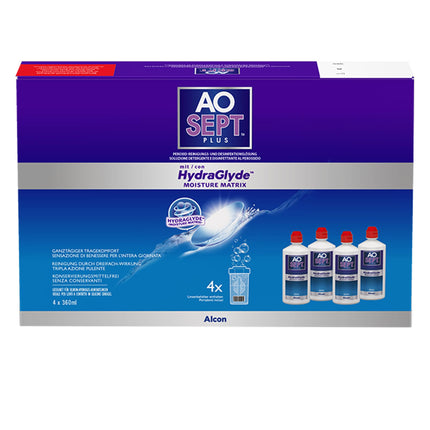 Aosept Plus with Hydraglyde Care Products | System Pack | 4 x 360 ml