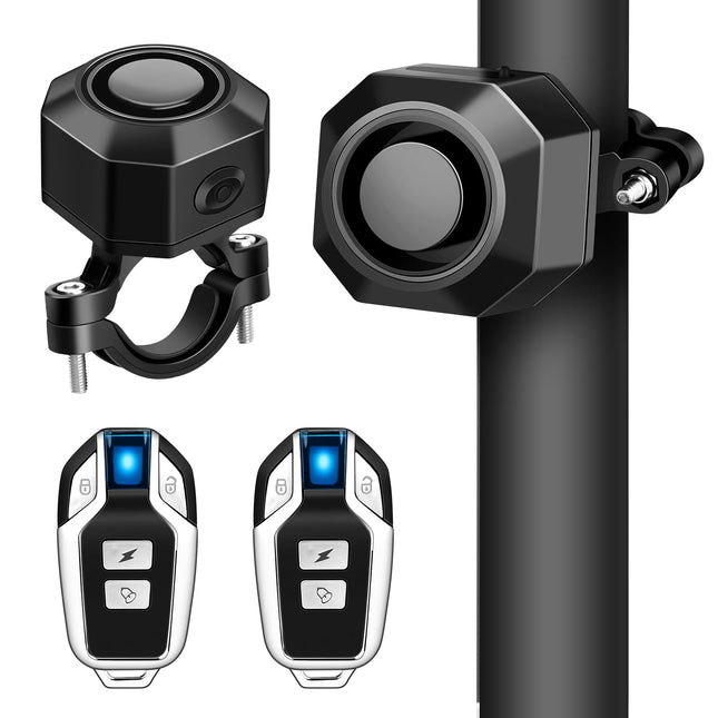 Bicycle Alarm System, 2 Pairs of Bicycle Alarm Systems with Remote Control, USB Rechargeable Bicycle Alarm, with Motion Sensor, Waterproof, for Scooter MTB Ebike E Scooter