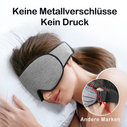 INNELO Sleep Mask for Side Sleepers, Improved 3D Light Blocking, with Hearing Protection, Ultra Soft and Comfortable Eye Mask, Sleep Mask with Velcro Fastener for Women and Men